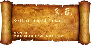 Koltai Boglárka névjegykártya